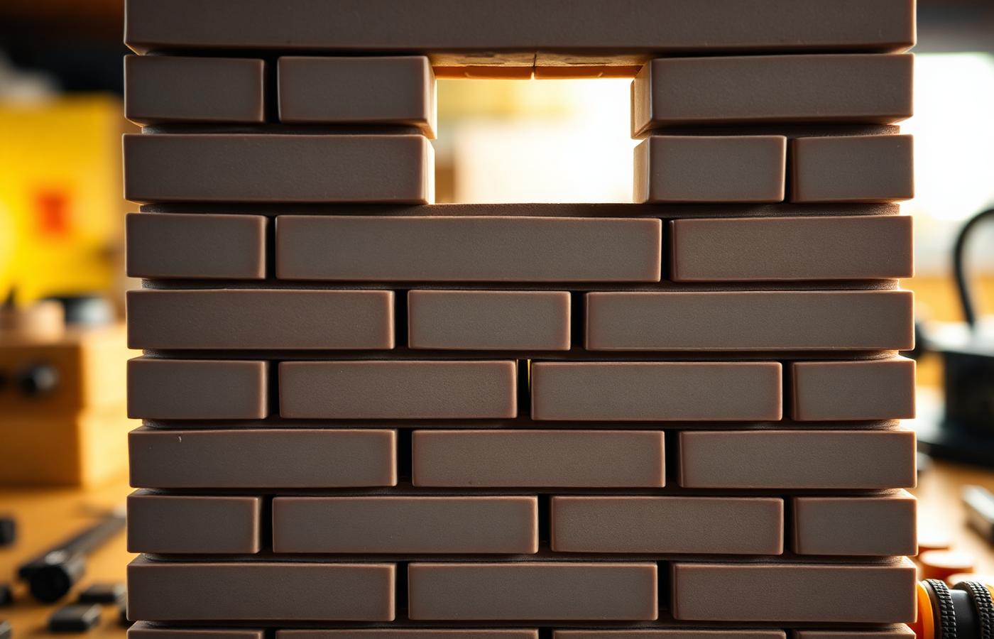 Staggered brick wall pattern with recessed window opening